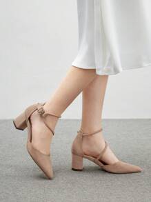 CUCCOO BIZCHIC Zapatos de tacón alto de punta afilada con diseño simple, para uso casual diario