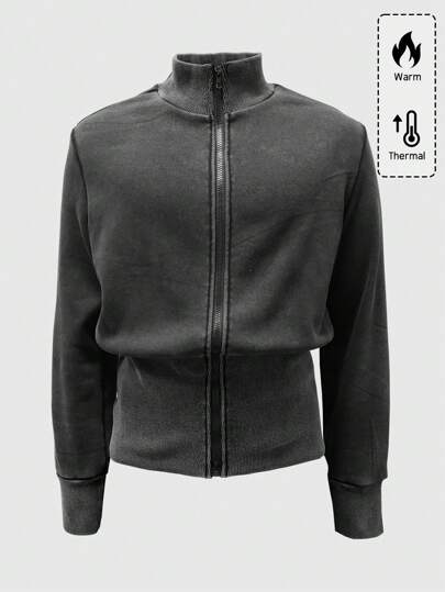 Street Life Men's Solid Color Zipper Casual Versatile Slim Fit Sweatshirt Hoodie