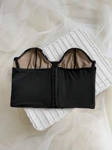 SHEIN Privé Plus Size Elegant Sexy Floral Lace Top, Suitable For Party, Wedding, Ceremony, Celebration, Graduation, Elastic Blouse For Women - Black - View 3