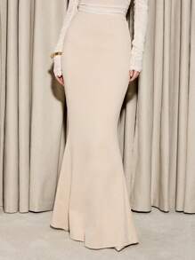 AiiRZ Falda larga de corte sirena ajustada - Albaricoque - Ver 1