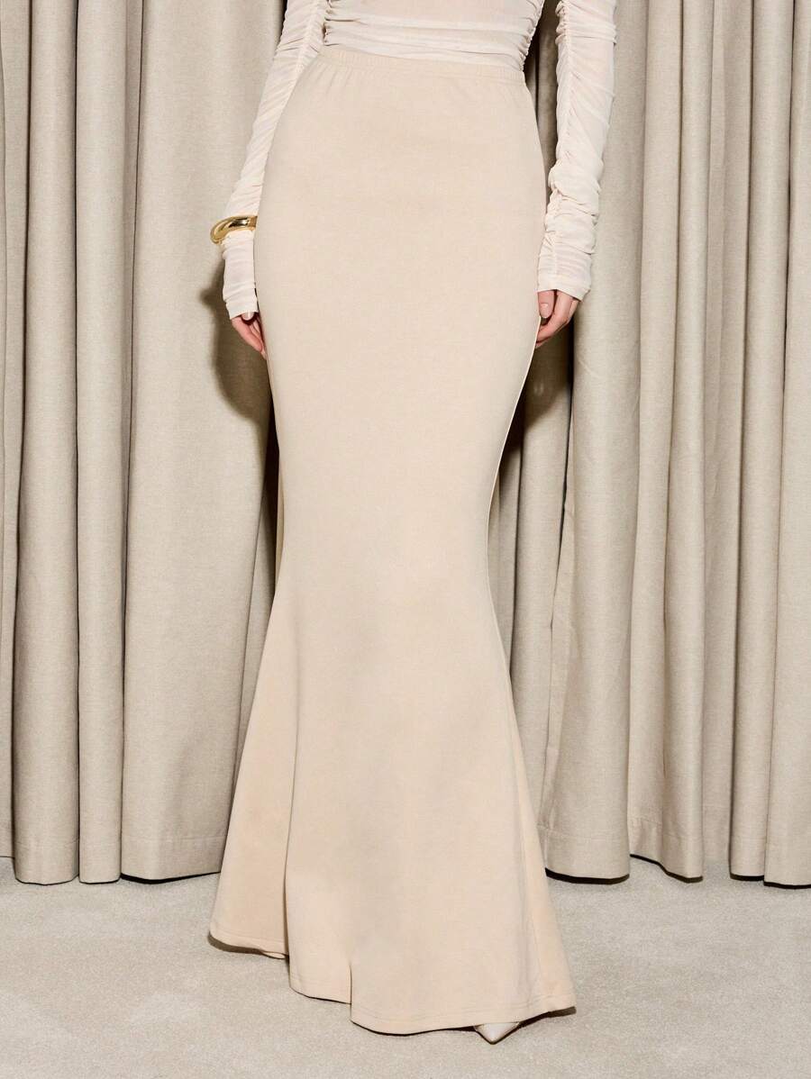 AiiRZ Falda larga de corte sirena ajustada - Albaricoque - Ver 1