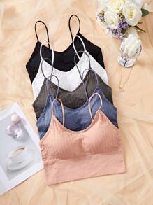 Bộ đồ lót áo ngực hai dây thoải mái giản dị 5 món, không dây có đệm ngực, có thể mặc làm áo khoác ngoài, phù hợp cho bé gái tuổi teen - Nhiều màu - Xem 1