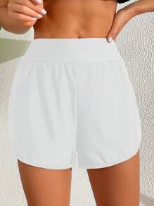 Swim Lushoire Women's Solid Color Side Split Beach Pants For Summer Vacation