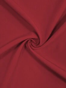 Vacation Style Loose V-Neck Flared Long Sleeved Hem Slit Dress - Red - View 5