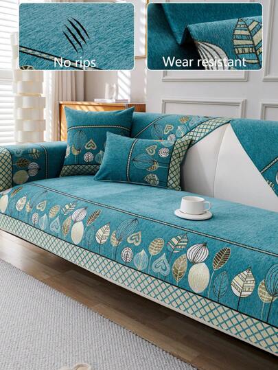 1 件四季沙发垫套，现代简约雪尼尔防滑沙发垫，沙发盖毯，防尘，可机洗，防褪色，家居装饰，宠物友好，适用于卧室、办公室、客厅、L 型沙发、秋季装饰、秋季装饰、房间装饰