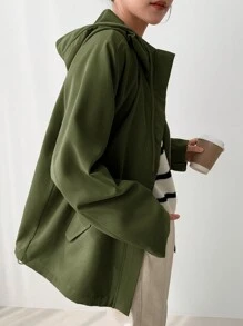 EastFlair Korean Fashion Women Hooded Multi-Function Trench Coat