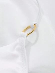 DAZY Bộ đồ bơi bikini gợi cảm buộc dây cổ cho nữ, màu trơn, chất liệu lưới bán trong suốt, thích hợp cho kỳ nghỉ hè, lễ hội, du lịch biển và các hoạt động ngoài trời khác. - trắng - Xem 7