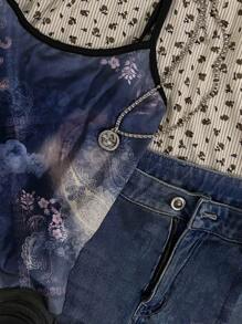 SHEIN EZwear Women Casual Sexy Strap Fitted Camisole, Suitable For Summer - Multicolor - View 3