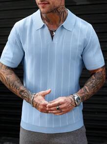 Manfinity Hypemode Men's Striped Short Sleeve Casual Knit Top, Spring & Autumn