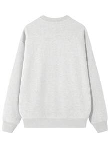 SHEIN EZwear Plus Size Football Crewneck Sweatshirt, Vintage Sports Fan Apparel, Game Day Gift, Football Fan, Weatshirt For Autumn/Winter, Gift For Her, Holiday Sweatshirt, Fashion Now, Fashion, Aesthetic Sweatshirt, Siblings Gift, Gift For Sister, Funny Sweatshirt - Light Grey - View 2