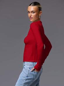 MUSERA Button Down Long Sleeve Sweater Spring Y2K 90's Casual Cute Airport Holiday Back To School Winter Everyday Work Office Chic Valentines Day Spring - Red - View 3