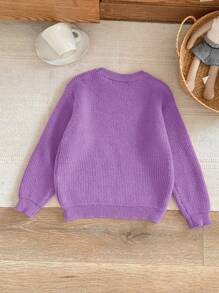 Blossori Suéter laranja de manga comprida com gola redonda elegante francês para meninas jovens, outono/inverno