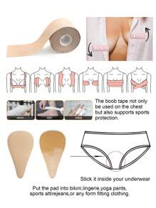 Snug Zone C-Cup Chest Bra Invisible Adhesive Strapless Bra, Daily Wear - Apricot - View 2