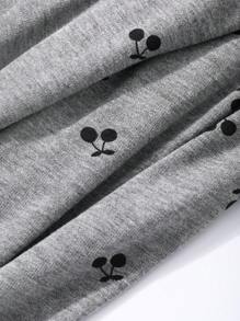 Dazy Plus Plus Size Cherry Blossom All Over Print Camisole & Pajama Pants 2 Pieces Set, All Seasons - Grey - View 3