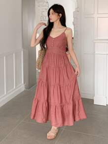 DAZY Vestido midi suelto de verano/primavera para vacaciones, vestidos casuales de mujer