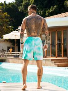 Manfinity VDAYZ Men's Front Tie Printed Double-Layer Casual Beach Shorts