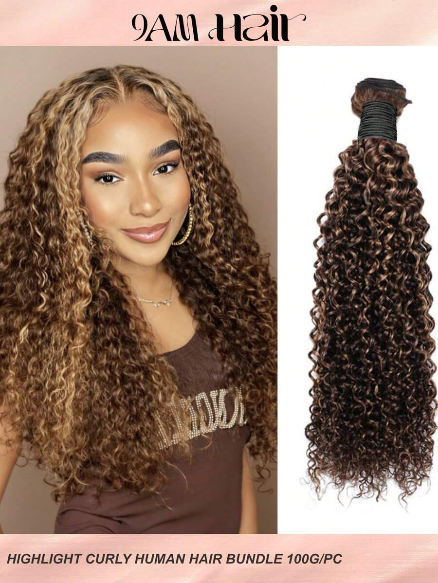 Làm nổi bật Màu Tóc Vàng Jerry Tóc Xoăn 1 Bó Dệt 100% Tóc Con Người Trinh Nữ Chưa Qua Chế Biến Phần Mở Rộng Tóc - S4/27 - Xem 1