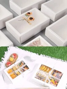 10 piezas Nuevas cajas de regalo extraíbles, color liso, con ventana, caja de papel kraft, caja pequeña para regalo de fiesta de cumpleaños, empaque universal - Blanco - Ver 7