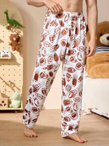 Happy Jammies بنطلون رياضي مرن على الخصر للرجال بطبعات ديكور كاملة