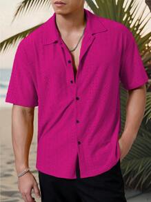 Manfinity Homme Phong cách thường ngày cho kỳ nghỉ của nam giới, INS kết hợp với áo sơ mi tay ngắn rộng rãi dệt kim sọc hình học đen trắng. Với thiết kế khuy cài, chiếc áo sơ mi này thể hiện sự thanh lịch và lãng mạn của Pháp, khiến nó trở nên hoàn hảo cho kỳ nghỉ bãi biển Hawaii, cũng như lễ hội âm nhạc và trang phục hàng ngày. Nó cũng là một món quà lý tưởng cho bạn trai hoặc chồng. Áo sơ mi nam tay ngắn kẻ sọc hàng khuy đơn giản thường ngày đi làm, áo sơ mi nam đẹp, áo sơ mi đẹp cho nam, áo sơ mi thời trang nam - Màu Hồng Tươi - Xem 2