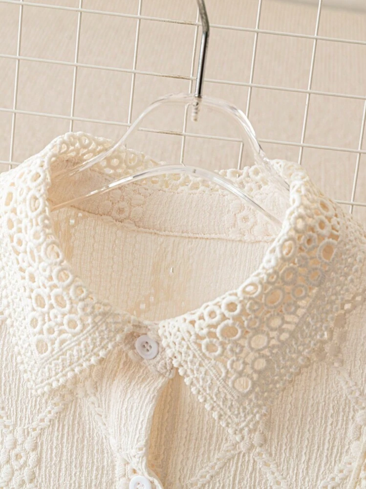 GlowEve بلوزة نسائية بأكمام منتفخة مطرزة بطريقة بسيطة، مناسبة للارتداء أثناء التنقل والعمل - لون مشمشي - مشاهدة 4