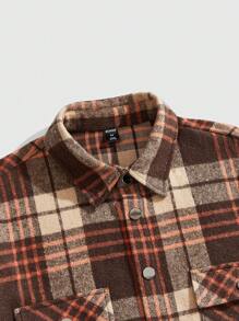 ROMWE MEN Street Life Men's Plaid Loose Cropped Boxy Jacket - Multicolor - View 3