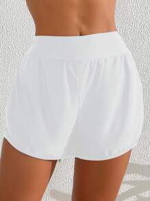 Swim Lushoire Women's Solid Color Side Split Beach Pants For Summer Vacation