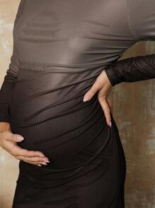MaterniChic Valentine's Day Gradient Knit Maternity Dress, Slim Fit - Brown - View 4