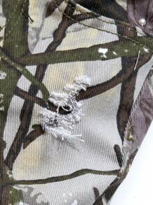 SHEIN Pantalones vaqueros skinny para bebé niño con desgaste, estampado de camuflaje y ramas de árbol, ideales para ropa de primavera/verano y conjuntos de moda callejera