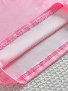 2 Peças Conjunto de Homewear Confortável com Estampa de Rosto Sorridente para Meninas Pré-Adolescentes - Top de Manga Curta e Calça - Multicolorido - Visão 6