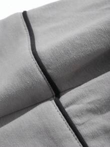 Dazy Plus Solid Color Turndown Collar Loose Pajamas Set, Sleepwear All Season - Grey - View 3