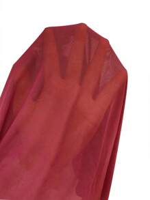 Viva Relle Plus Size Solid Color Round Neck Long Sleeve Simple Casual Sexy Mesh Semi-Sheer Dress