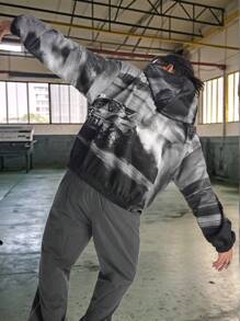 Manfinity VCAY Men's Digital Print Loose Fit Long Sleeve Sweatshirt, For Fall Winter - Black - View 4