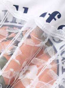 DAZY 2 件女装套装：印花中长款宽松圆领 T 恤 + 蕾丝细肩带连衣裙 - 米色 - 查看 10