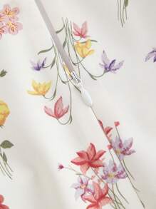 SHEIN MOD 女士复古方领无袖全印花休闲连衣裙、情人节、春季连衣裙、女士早午餐装、茶会装、女士度假装、女士花裙、夏季度假装、女士复古连衣裙 - 彩色 - 查看 4