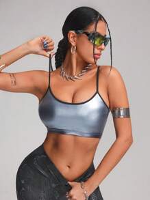 Innovista Conjunto de 2 piezas de ropa deportiva recortada para mujer, 2 piezas y 2 en 1 de sujetador deportivo y camiseta de piel sintética con estampado de láminas, conjuntos de entrenamiento de alta elasticidad, transpirables y secado rápido para gimnasio, de uso glamoroso y sexy para fiestas, de corte atrevido y único, para festivales de música, chándal, fuerza, yoga, barra, baile, primavera, bicicleta, ciclo, eléctrico, lencería, ropa interior, lujo, sudaderas, multiuso, modular, San Valentín