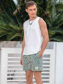 Manfinity Swimmode Men's Simple Fashionable Casual Everyday Beach Shorts - Multicolor - View 3