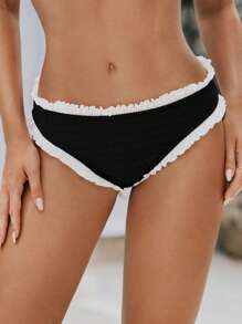 Vivid Eden 女士撞色荷叶边比基尼泳裤，夏季海滩度假休闲泳装