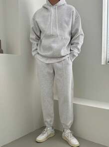 DAZY Conjunto de sudadera gris sólido para hombre de primavera