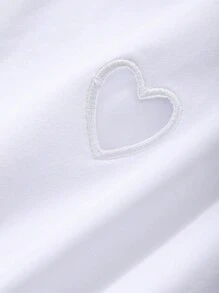 Dazy Plus 宽松圆领镂空爱心短袖 T 恤，白色，春夏 - 白色 - 查看 3