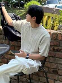 DAZY Men's Textured Knit Pullover Top, Beige, Summer - Beige - View 6