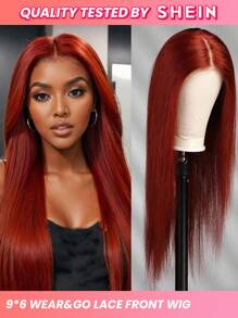 Wear&Go Wig 9*6 Reddish Brown Wig Colored Glueless Pre Cut Lace Straight Hair Lace Closure Wigs With Pre Bleached Knots, Wear&GO Wigs Beginner Friendly Human Hair Wigs 180 Density Parting Max Wigs - S33 - View 1