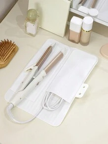 1PC Portable White Hair Curler Storage Bag, Large Capacity Travel Makeup Organizer Pouch For Toiletries, Cosmetics, Brushes & Accessories - White - View 2