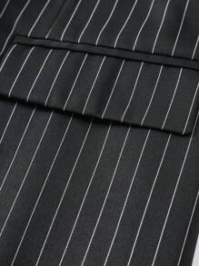 Manfinity Mode Plus Size Men's Striped Lapel Collar Double-Breasted Jacket And Pants, Business Suit Set