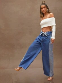 Denimoi Vaqueros casuales de mujer con botones delanteros, parches y bolsillos - Azul lavado oscuro - Ver 5