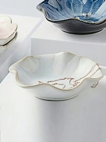 1 pieza Bandeja de joyería con diseño de pétalo de cerámica, platillo decorativo con diseño de pétalo, para almacenamiento y exhibición de joyas, decoración del hogar, regalo para el Día de San Valentín, Navidad y otras ocasiones festivas