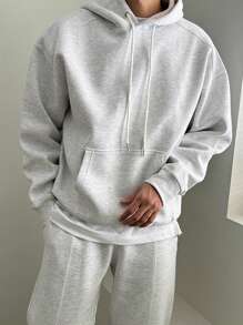 DAZY Conjunto de sudadera gris sólido para hombre de primavera
