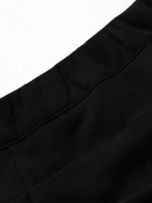 Sweetra Petite 娇小女士休闲简约百搭百搭学院风 A 字型及膝灰色迷你裙 - 黑色 - 查看 5