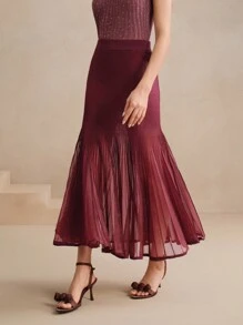 Anewsta 女士纯色百褶裙，优雅毛衣裙，秋冬