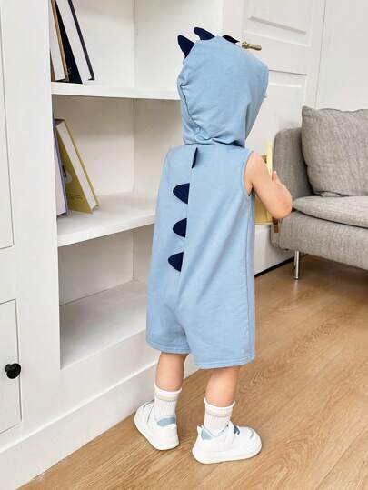 SHEIN Nyfödd pojke/flicka Casual Bedårande blå dinosauriestil stickad huva